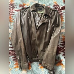 LAMARQUE Olive Lamb Leather Moto Jacket Size M